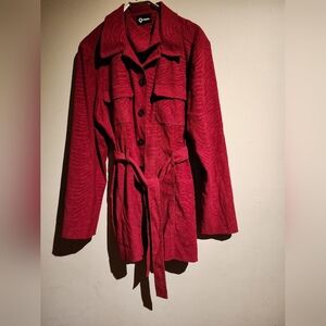 Women's SZ. Larg Lightweight Longline Belted  Blazer with Two Chest Pockets